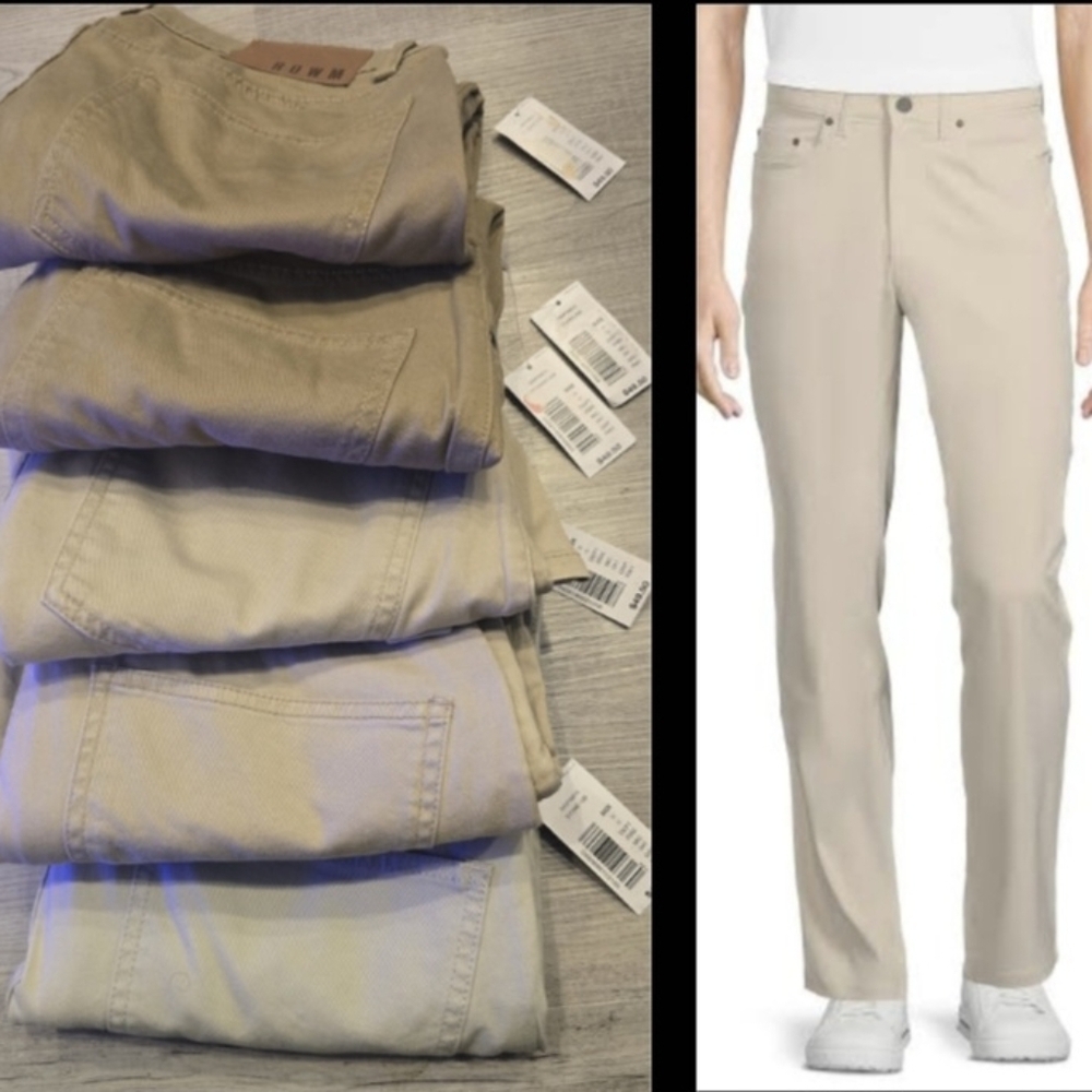 ROWN 30" W 32" L STRETCH Jeans 5 Pocket Pants Mens Stone CHINO Khaki New Utlity